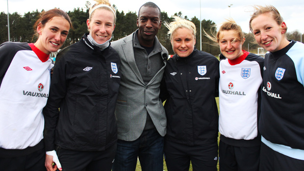 Michael Johnson with England womens football team