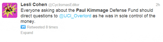 Paul Kimmage defence fund tweet