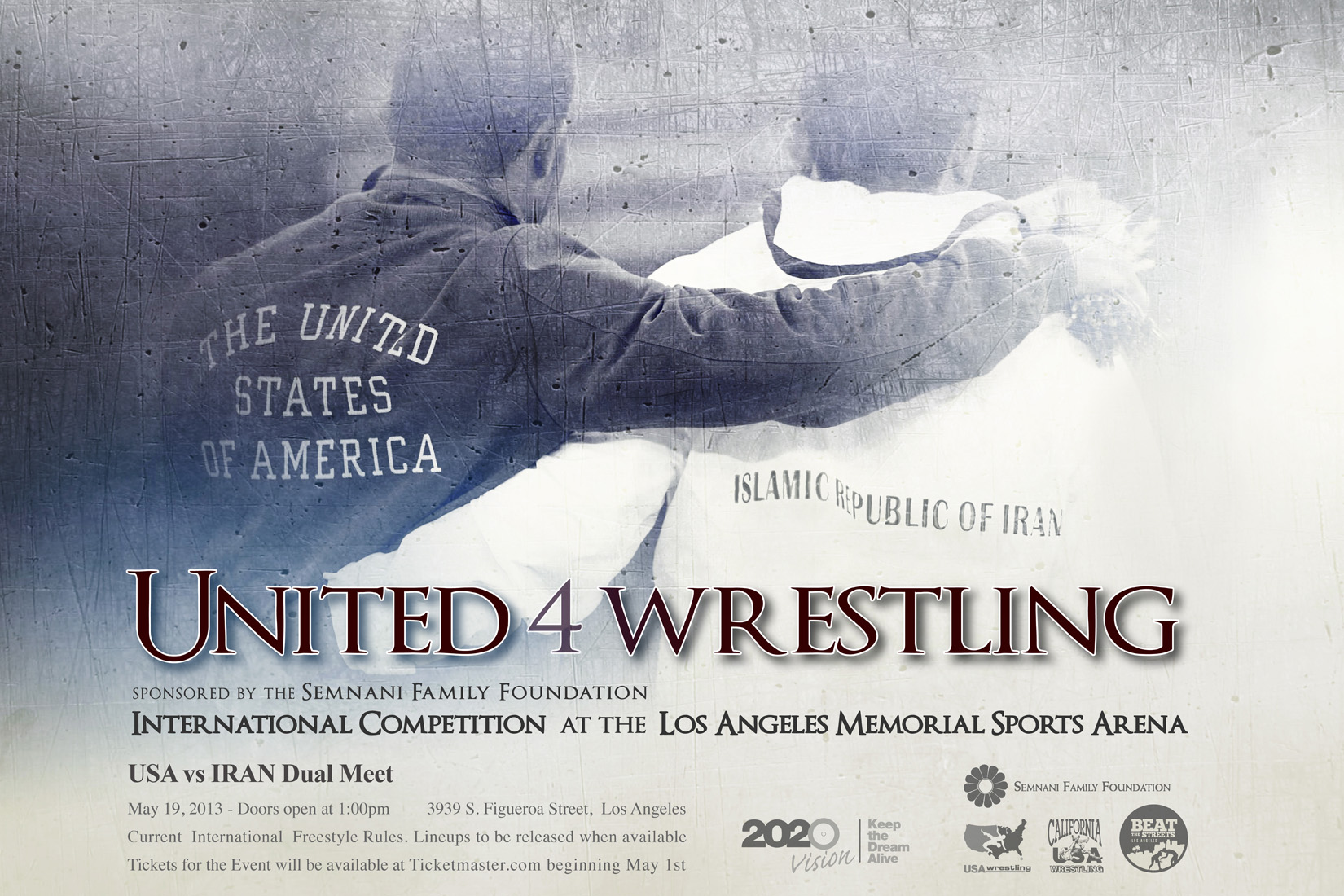 USA v Iran wrestling poster
