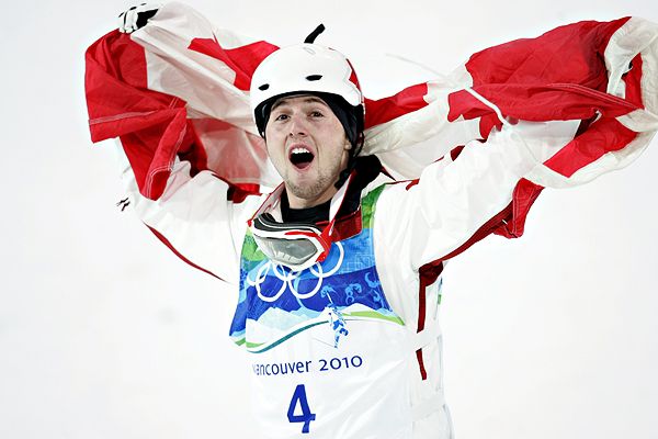 Alexandre Bilodeau celebrates winning Vancouver 2010