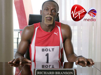 Usain Bolt pretending to be Richard Branson