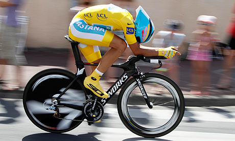Alberto Contador in yellow jersey