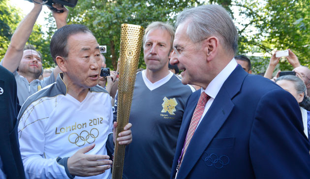 Ban Ki-moon took part in the London 2012 Olympic Torch Relay