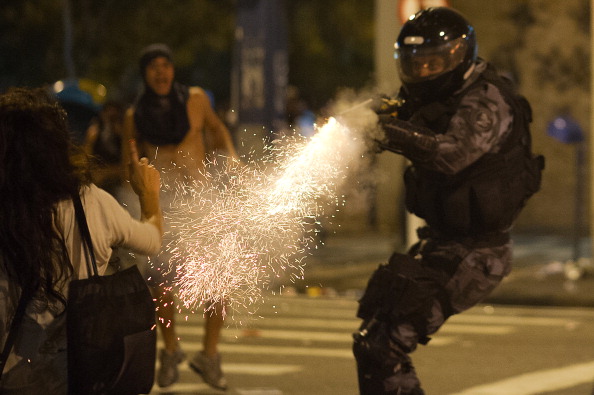 Brazil protests tear gas