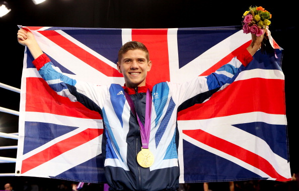 Luke Campbell with gb flag at london 2012