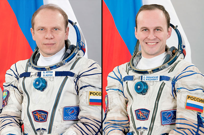Oleg Kotov and Sergey Ryazansky will carry the Sochi 2014 Olympic Torch on a spacewalk