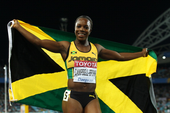 Veronica Campbell-Brown of Jamaica celebrates winning the womens 200 metres final during day seven of 13th IAAF World Athletics Championships