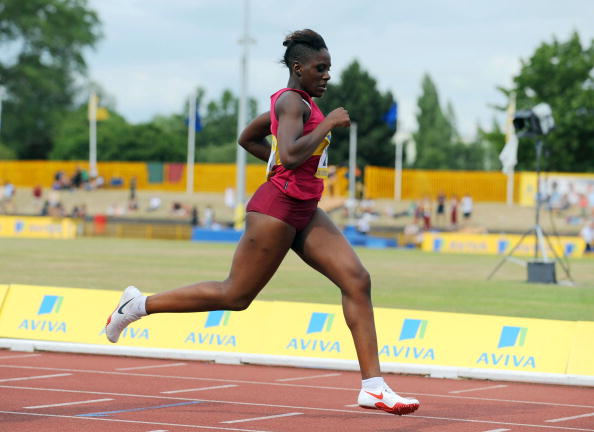 Victoria Ohuruogu at the English Schools Track and Field Championships