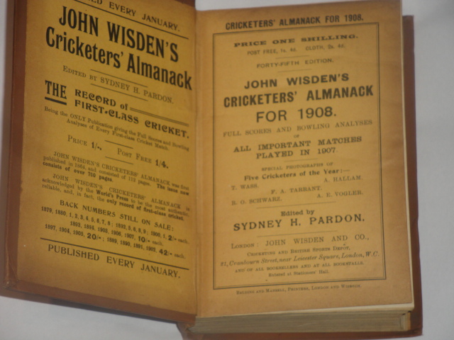Wisden Cricketers Almanack in 1908