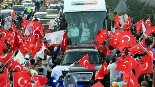 Recep Tayyip Erdogan with supporters in Turkey