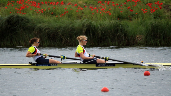 elen Glover and Polly Swann of Great Britain row to victory in the Womens Pair final during the third day of the 2013 Samsung World Rowing Cup II