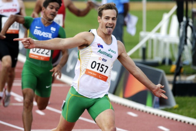 Australias Evan OHanlon completes the T38 100m and 200m sprint double at the IPC Athleics World Champiohships in Lyon