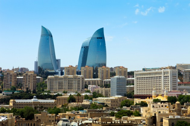 Baku with flame towers