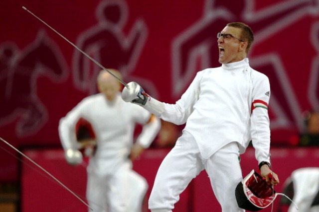 Hungarys Adam Marosi led the mens individual competition from the start following victory in the fencing event
