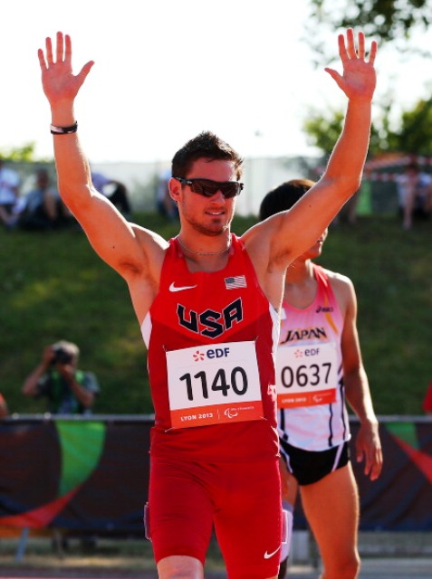 Jarryd Wallace set a new world record time during the semi finals of the T44 200m in Lyon