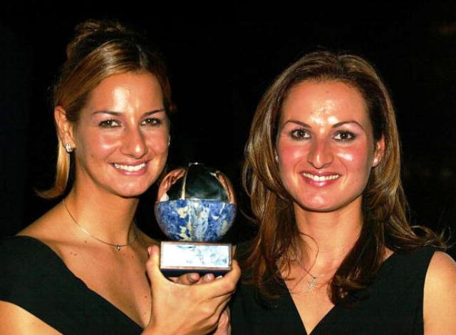 Sofia Bekatorou left and Emilia Tsoulfa from Greece winners of the Female ISAF Rolex World Sailor of the Year Awards in 2002 and 2004