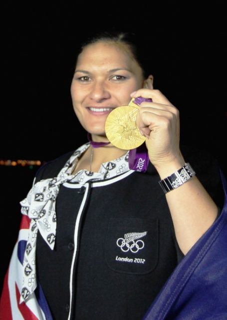Valerie Adams received her 2012 Olympic shot put gold medal at a special ceremony in Auckland