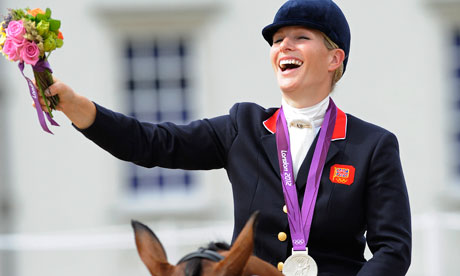 Zara Phillips celebrating London 2012 silver medal