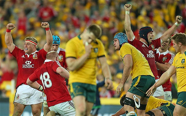 British Lions celebrate victory over Australia 2013