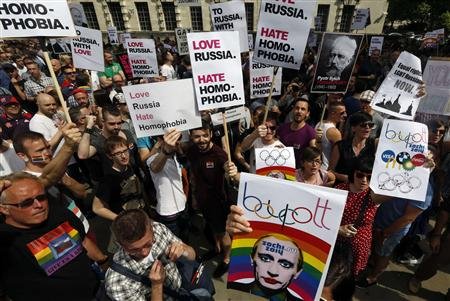 Anti Gay Russian protestors