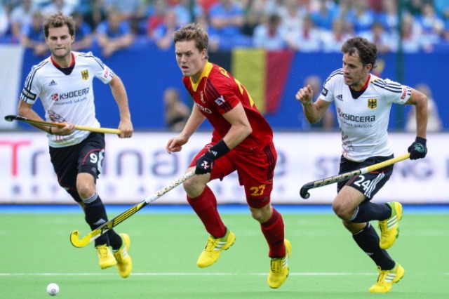 Belgium could not overcome Germany on home soil despite a strike from Tom Boon (centre)