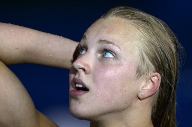 British based Ruta Meilutyte of Lithuania set a new world best time in the 50m breaststroke at the Paulu Saint Jordi