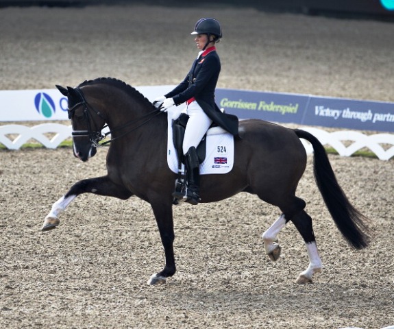 Charlotte Dujardin and her horse Valegro competing at the European Chamnpionships in Denmark