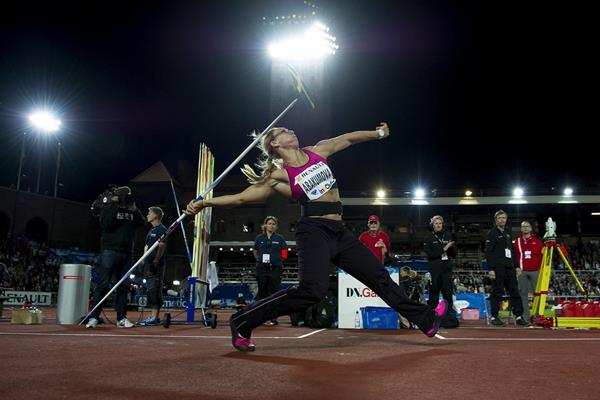 Mariya Abakumova set a stadium record of 68.59