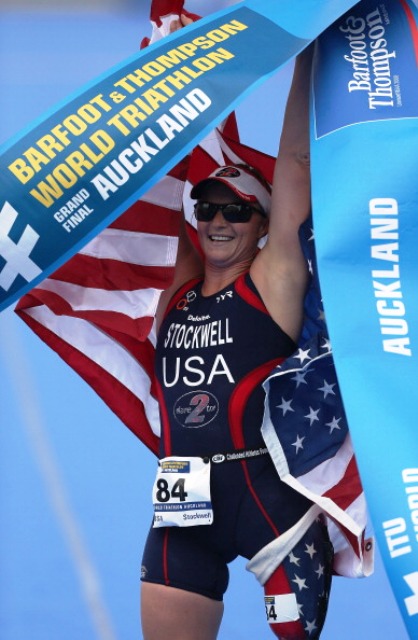 Melissa Stockwell celebrates her World Championship win in Auckland last year