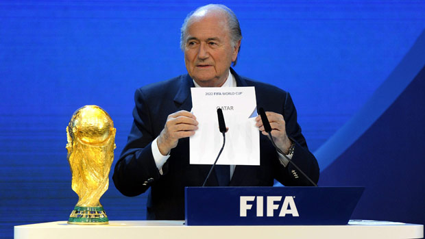 Sepp Blatter reading out Qatar 2022