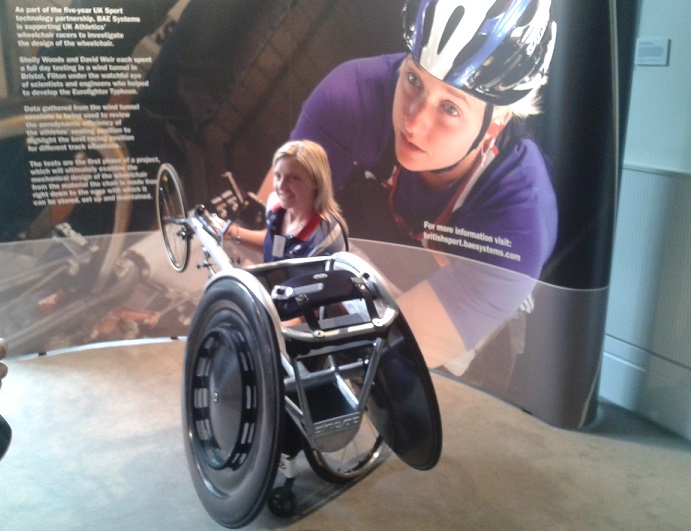 London 2012 marathon silver medallist Shelly Woods unveiled the new racing wheel today as the partnership between UK Sport and BAE Systems was announced today