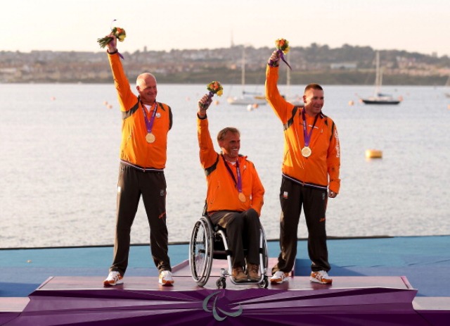 Udo Hessels (left) Marcel van de Veen (centre) and Mischa Rossen will be looking to add World Championship success to their Paralympic gold at London 2012