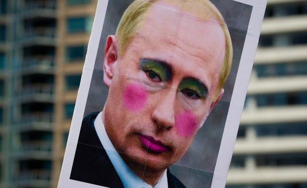 Vladimir Putin anti-gay poster Vancouver Pride August 4 2013