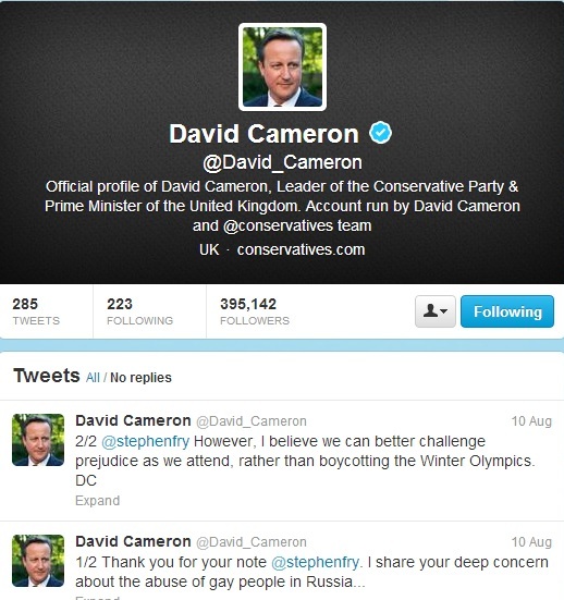 david cameron stephen fry tweet