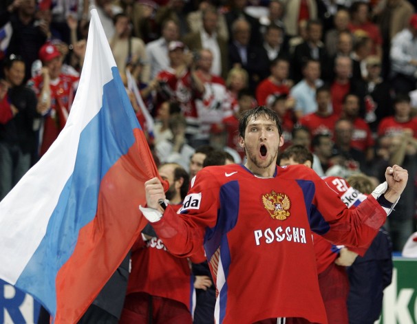Alex Ovechkin celebrates after Russias 5-4 overtime victory over Canada to win the gold medal at the 2008 World Championships he will be hoping for similar success in Sochi