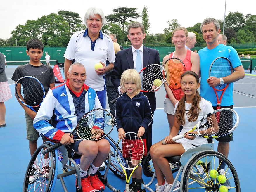 Sports Minister Hugh Robertson (centre) attended the Disability Tennis Festival, hosted by the Tennis Foundation at the National Tennis Centre in London
