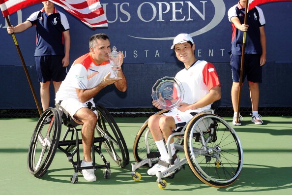 Doubles partners Stephane Houdet (left) and Shingo Kunieda battled it out in the mens singles final in New York