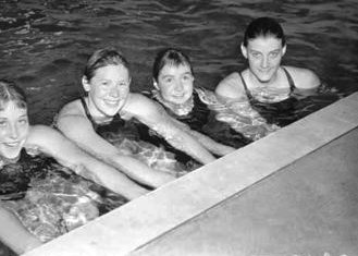 Faith Leech far right won freestyle team gold at the Melbourne 1956 Olympic Games