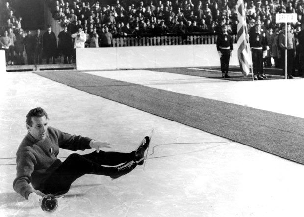 Guido Caroli was "so ashamed" when he tripped on a microphone cable on his way to lighting the 1956 Olympic Cauldron