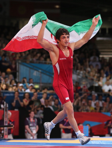 Iran's Hamid Soryan Reihanpour, celebrating his victory at London 2012 in the Greco-Roman 55kg, is one of three Olympic champions elected to the new FILA Athletes Commission