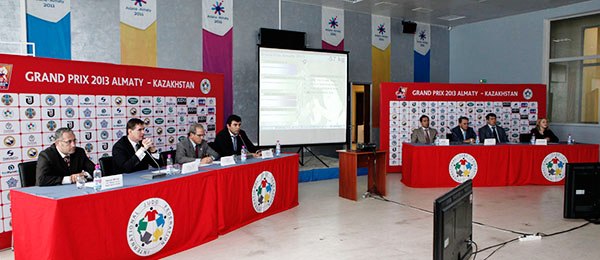 IJF officials complete the draw for the Almaty World Judo Grand Prix