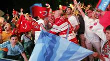 There were premature celebrations from some of the Turkish contingent after the first round of voting