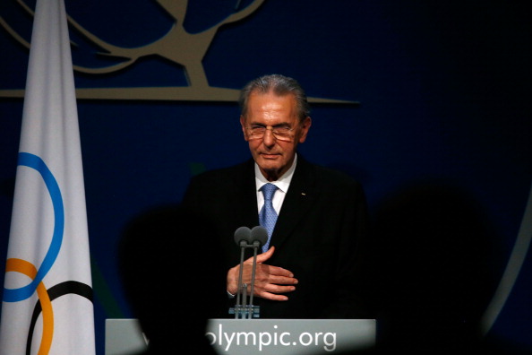 Jacques Rogge delivering his departing speech as IOC President
