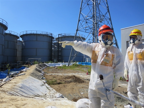 Japanese Economy Trade and Industry minister Toshimitsu Motegi inspecting the Fukushima Nuclear Plant