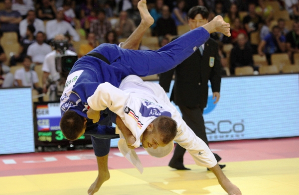 Karl-Richard Frei (white) ensured Germany finished top of the medal table at the Rijeka World Judo Grand Prix
