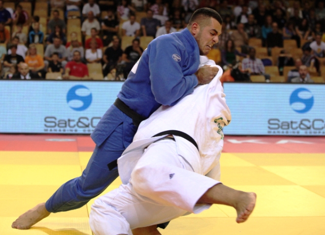 Marko Radulovic of Montenegro (blue) won the 100kg class and picked up the male judoka of the tournament award