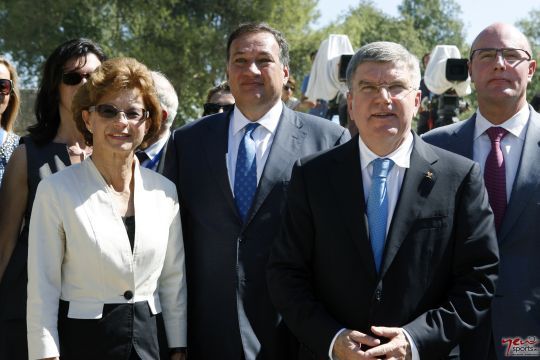 New IOC President Thomas Bach pictured alongside other dignitaries during the Flame Lighting Ceremony made a strong speech laying a basis for his future aims
