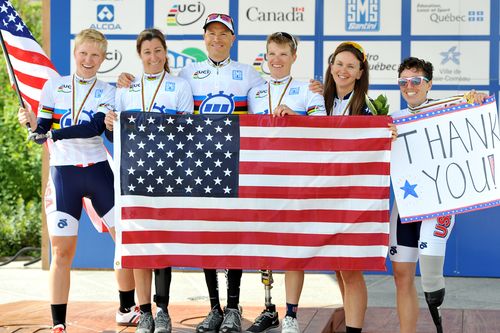 American cyclists celebrate their success at the UCI Para-cycling World Championships