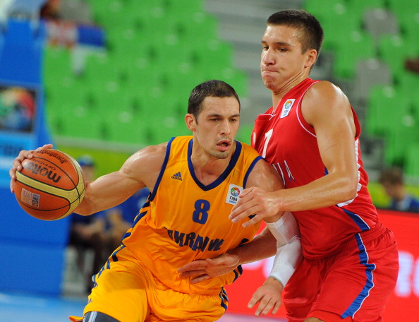 Ukraines Sergii Gladyr in action in the second round clash against Serbia as Ukraine enjoyed their best ever performance at Eurobasket two years ahead of hosting the event