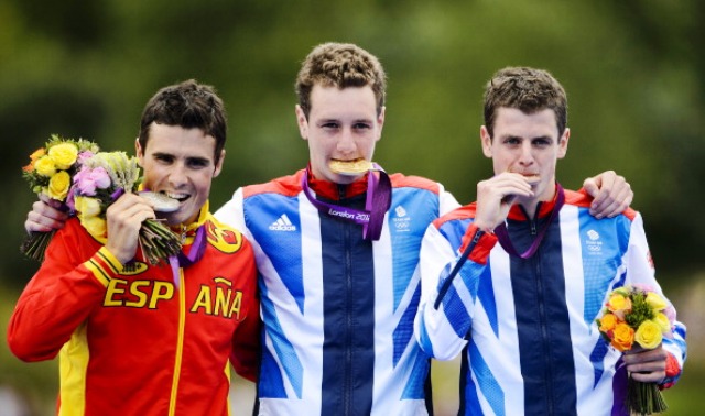 Will the triathlon podium from London 2012 be repeated on Sunday and in which order?